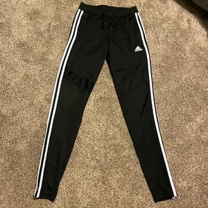 black and white adidas joggers, woman’s extra small